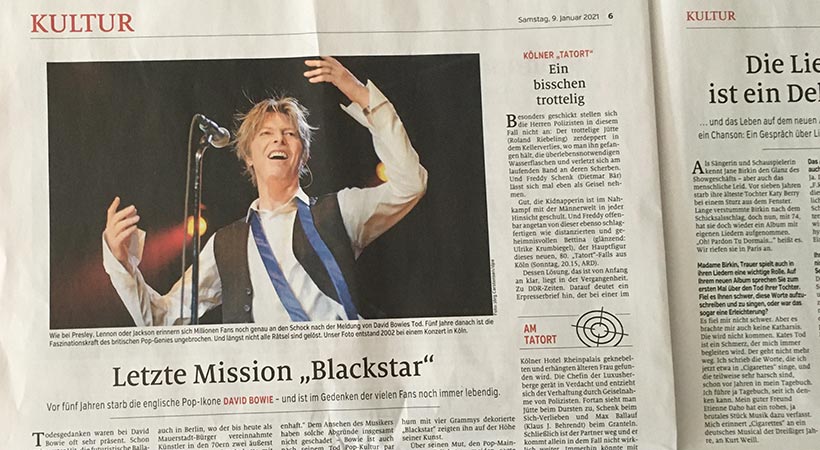 Zeitungsartikel Bowie